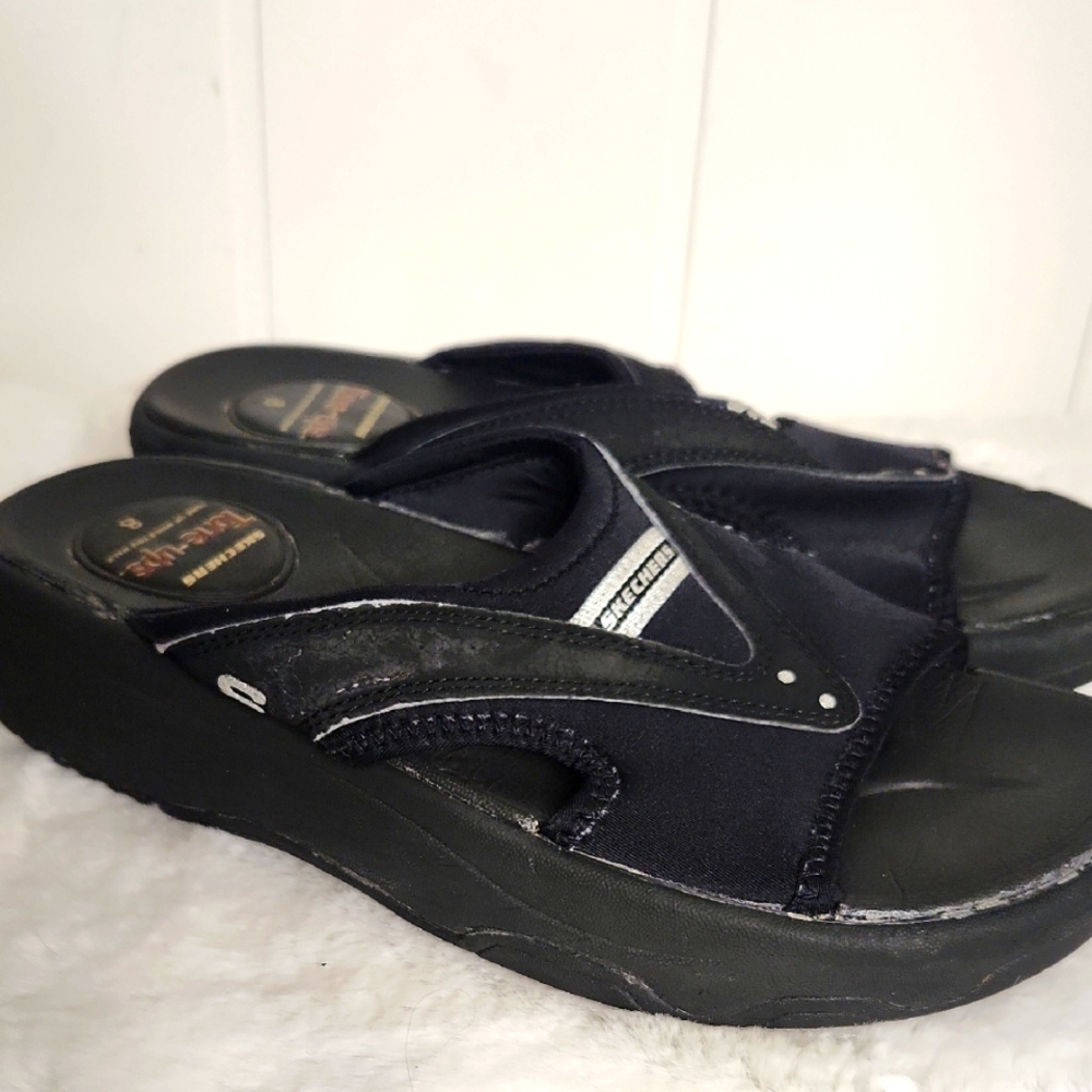 Skechers Chunky Y2K Black Tone-up Slip On Walking  Platform Sandals Size 8
